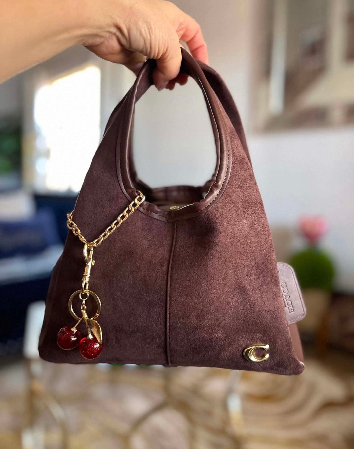 Inspired Coach brown suede purse